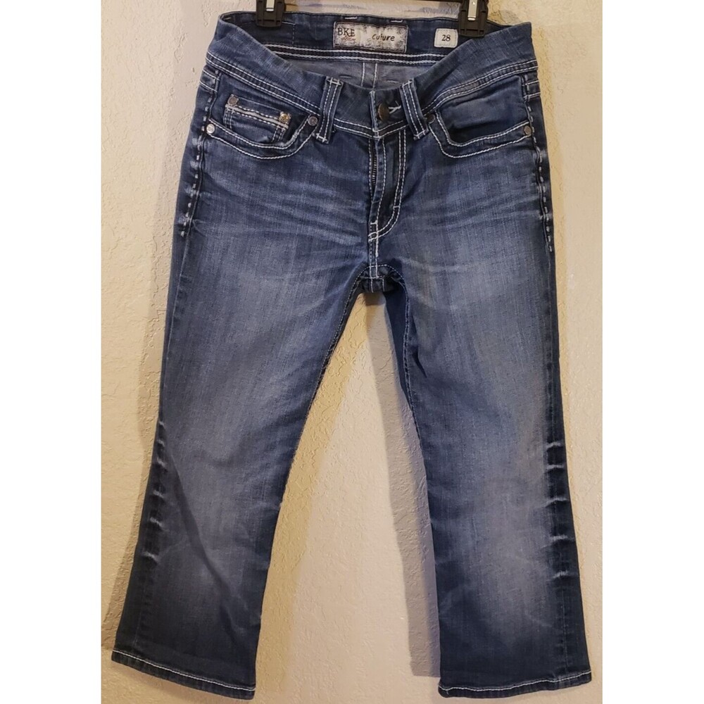 BKE Cropped Culture Jeans Womens Low Rise Medium Wash Size 28 - Picture 2 of 8